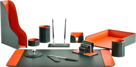 Настольный набор "Business Cuoietto Green-Orange, 11 предметов
