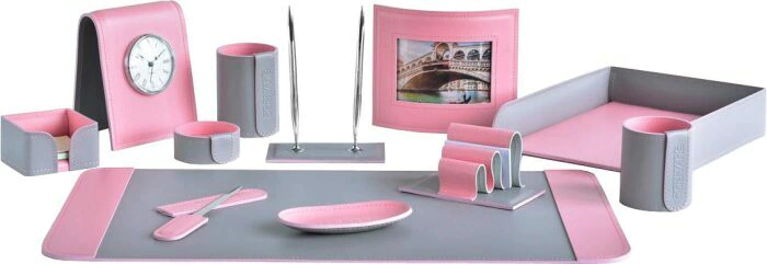 Настольный набор "Business Cuoietto" Gray-Rose, 12 предметов