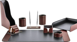 Настольный набор "Premium FG Bologna/Cuoietto Brown-черный, 9 предметов