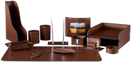 Настольный набор "Lux Full Grain Toscana Dk.Таn, 14 предметов с фигурным лотком