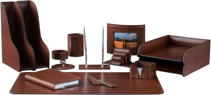 Настольный набор "Lux Full Grain Toscana Dk.Таn, 14 предметов с ежедневником