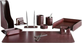 Настольный набор "Lux Full Grain Bologna Brown, 11 предметов с фигурным лотком