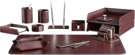 Настольный набор "Lux Full Grain Bologna Brown, 13 предметов с пресс-папье