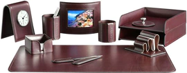 Настольный набор "Lux Full Grain Bologna Brown, 11 предметов с часми
