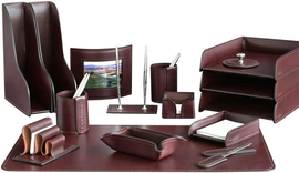 Настольный набор "Lux Full Grain Bologna Brown, 16 предметов с фоторамкой