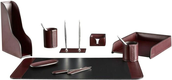 Настольный набор "Lux Full Grain Bologna Brown, 9 предметов с бюваром Extra