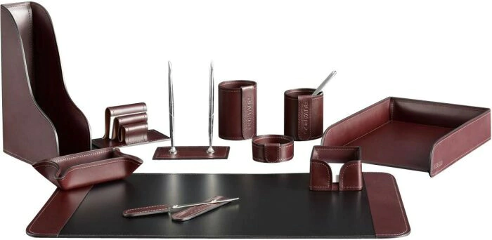 Настольный набор "Lux Full Grain Bologna Brown, 11 предметов с бюваром Extra