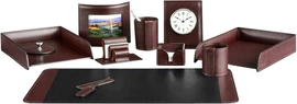 Настольный набор "Lux Full Grain Bologna Brown, 11 предметов с бюваром Extra и часами