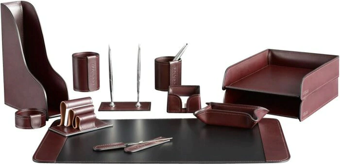 Настольный набор "Lux Full Grain Bologna Brown, 12 предметов с бюваром Extra