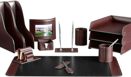 Настольный набор "Lux Full Grain Bologna Brown, 13 предметов с бюваром Extra и фоторамкой