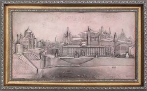 The metal painting "Views of Moscow" is large