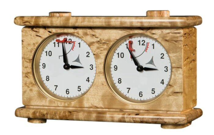 Chess clock made of Karelian birch