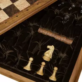 Стол с шахматами и нардами "Стаунтон Люкс" из микса ценных пород дерева
