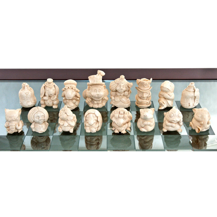 Chess from the mammoth tusk "Alice in Wonderland"
