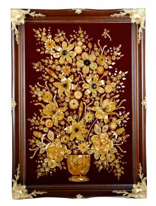 Decorative panel made of amber "Flowers"