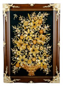 Decorative panel made of amber "Flower vase"