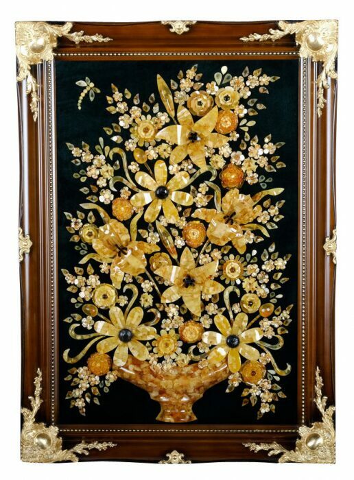 Decorative panel made of amber "Flower vase"