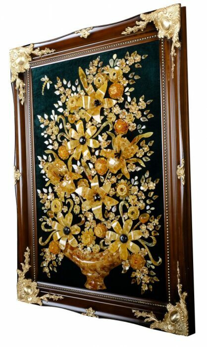 Decorative panel made of amber "Flower vase"