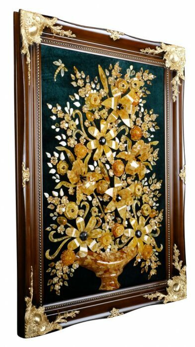 Decorative panel made of amber "Flower vase"