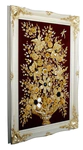 Decorative amber panel "Flower vase" in a white frame