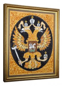 Coat of arms of Russia made of amber