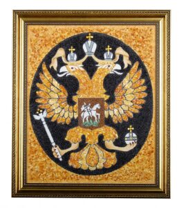 Coat of arms of Russia made of amber