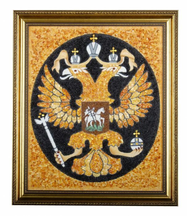 Coat of arms of Russia made of amber