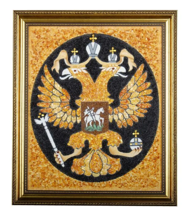 Coat of arms of Russia made of amber