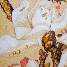 Панно из янтаря "Пара птиц"