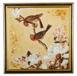 Панно из янтаря "Пара птиц"