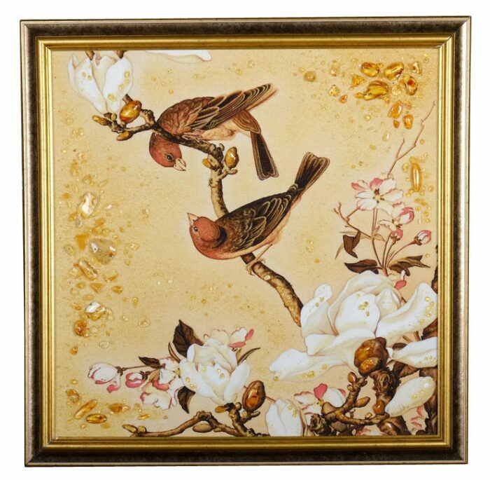Amber panel "Pair of birds"