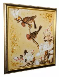 Панно из янтаря "Пара птиц"