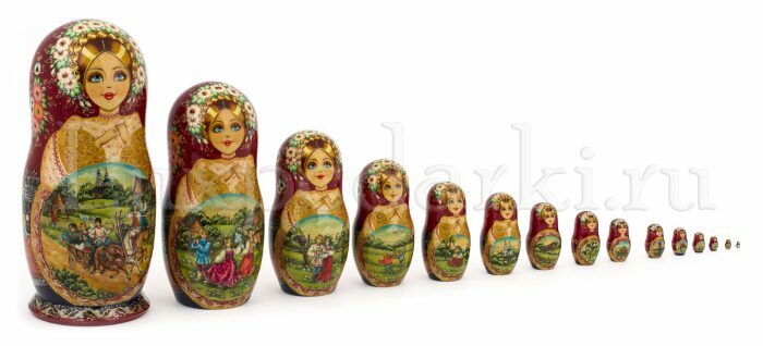Matryoshka doll for 15 seats "Russian beauty" (33 cm)