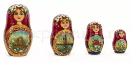 Матрешка на 15 мест "Русская красавица" 33 см