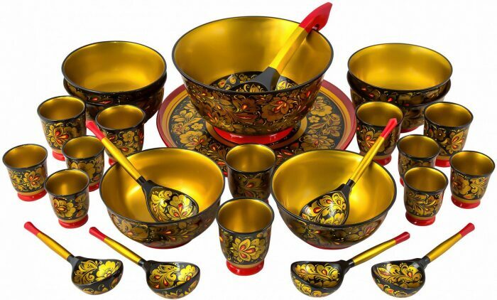 Okroshka set (27 items) khokhloma