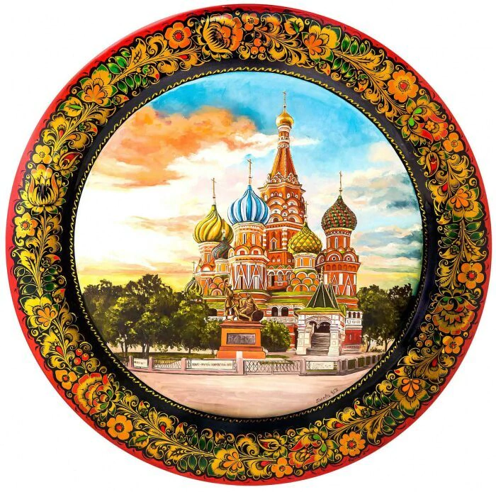 Plate-decorative panel with an architectural plot