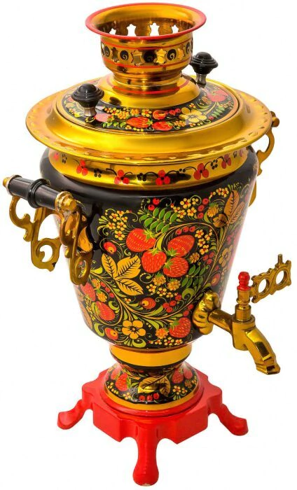 Самовар с росписью "Клубника" (хохлома)