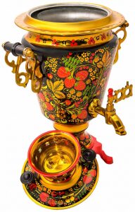 Самовар с росписью "Клубника" (хохлома)