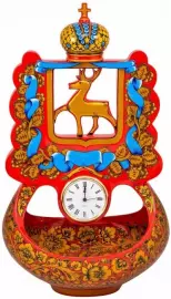 Bucket clock with the coat of arms of Nizhny Novgorod Khokhloma