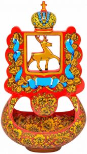 Bucket clock with the coat of arms of Nizhny Novgorod Khokhloma