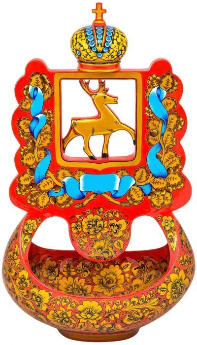 Bucket clock with the coat of arms of Nizhny Novgorod Khokhloma