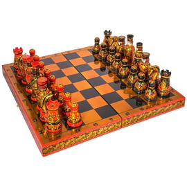 Chess with the painting "Kudrin" by Khokhloma