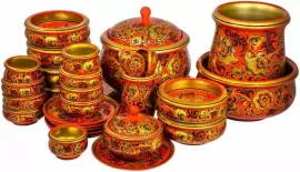 A set of "Country house" (50 items) of Khokhloma