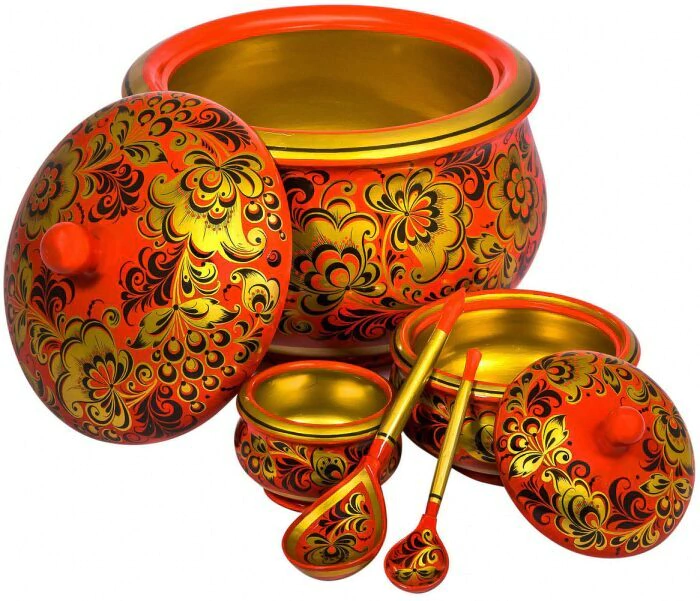 A set of "Country house" (50 items) of Khokhloma