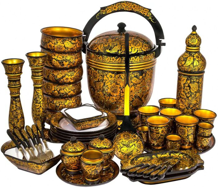 Set for the ear "Ushitsa" (52 items) khokhloma