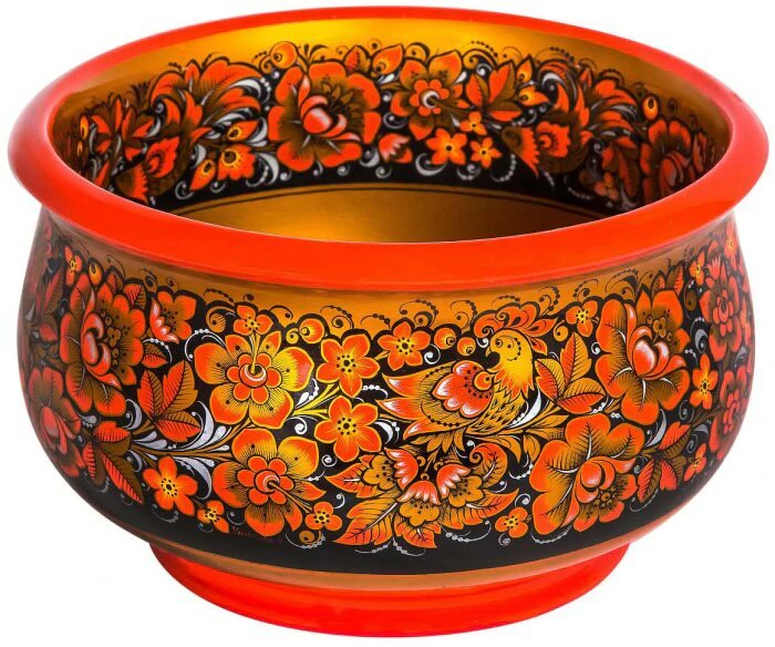 A cup with the painting "Birds in flowers" by Khokhloma