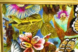 Объемная картина из янтаря "Бабочки"