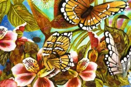 Объемная картина из янтаря "Бабочки"