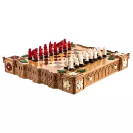 Шахматы из бивня мамонта "Алая и белая розы"