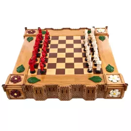 Шахматы из бивня мамонта "Алая и белая розы"